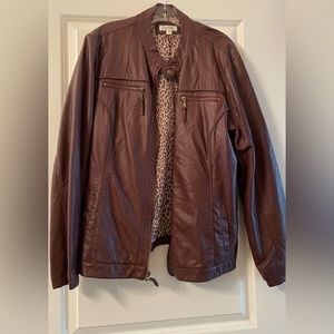 Distressed faux leather jacket